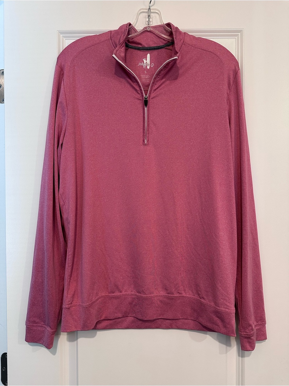 johnnie-O Men's Quarter Zip Pullover Lightweight Shirt in Mauve Pink Size S